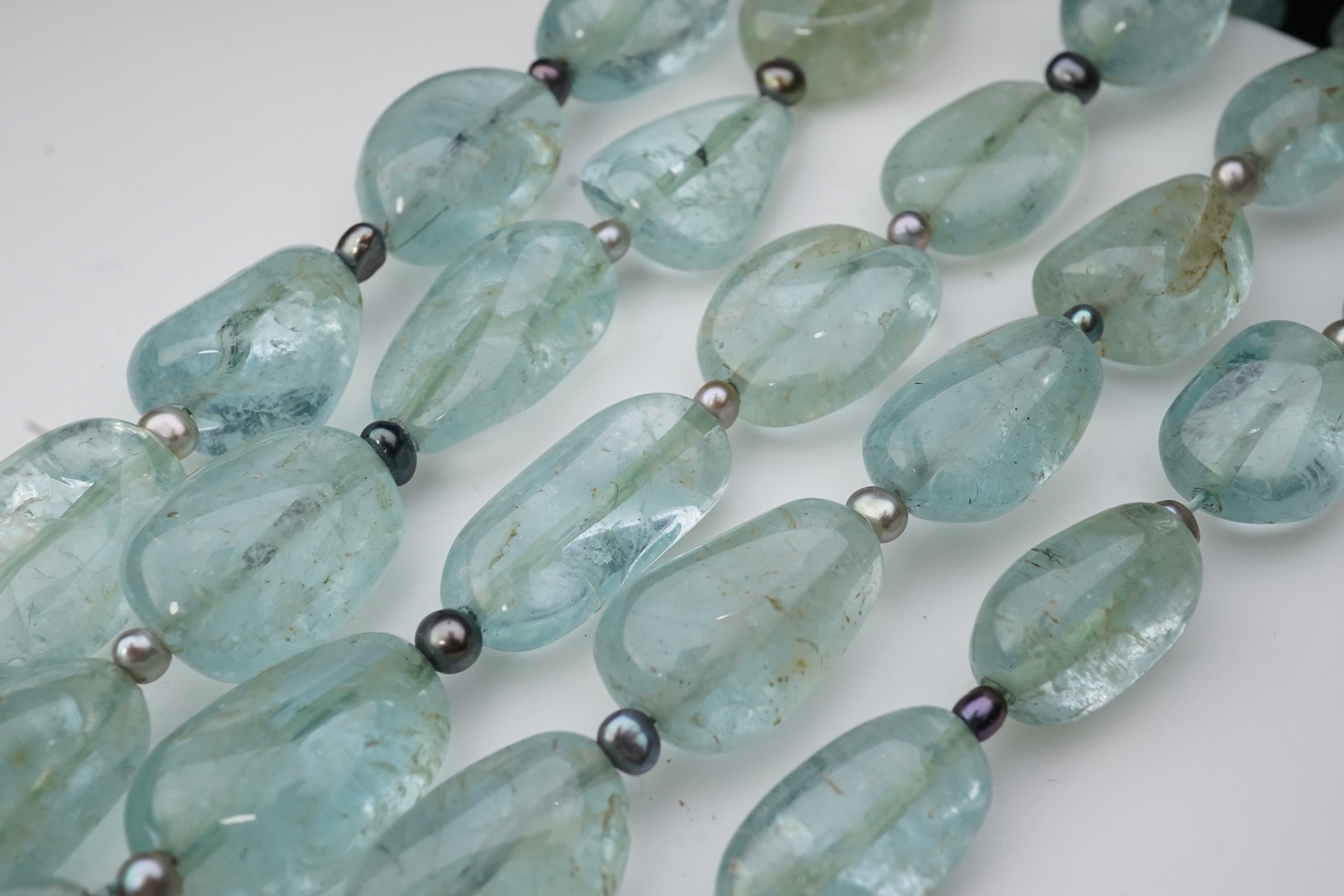 Eileen Coyne, an aquamarine and cultured pearl necklace, circa 2011